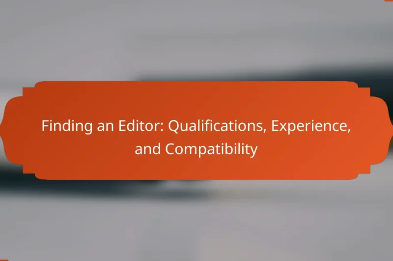 Finding an Editor: Qualifications, Experience, and Compatibility