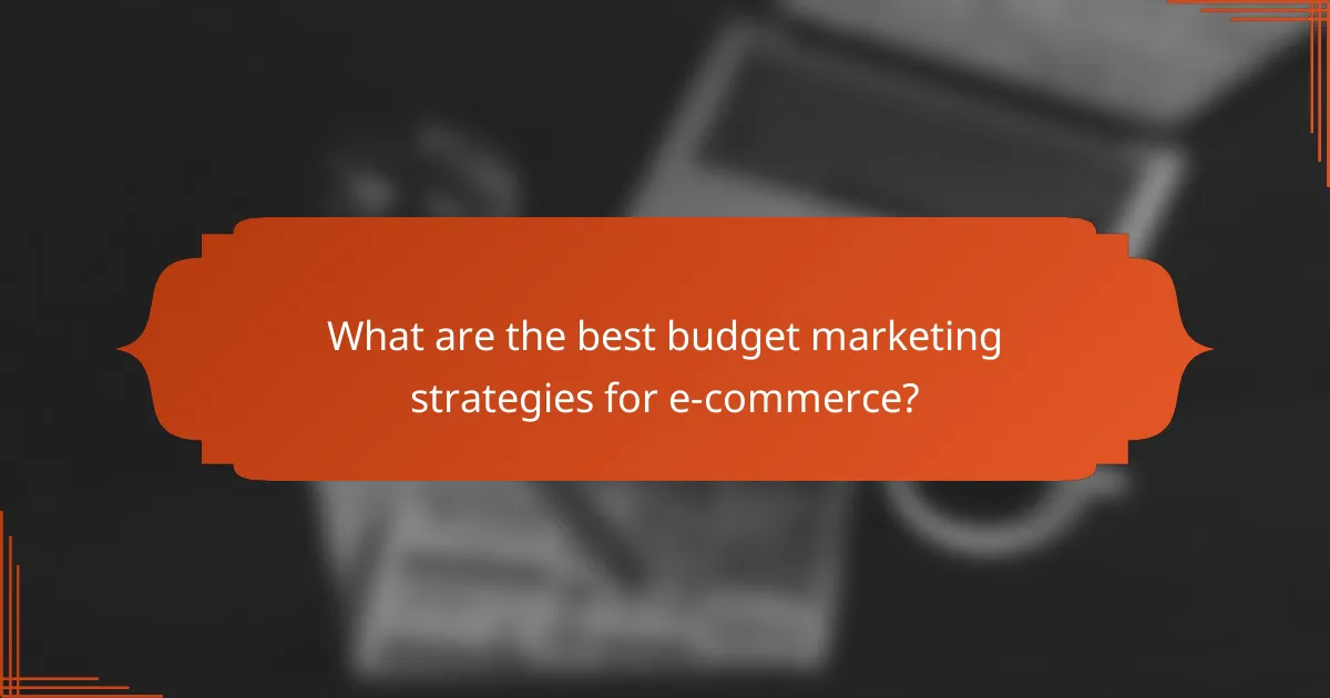 What are the best budget marketing strategies for e-commerce?